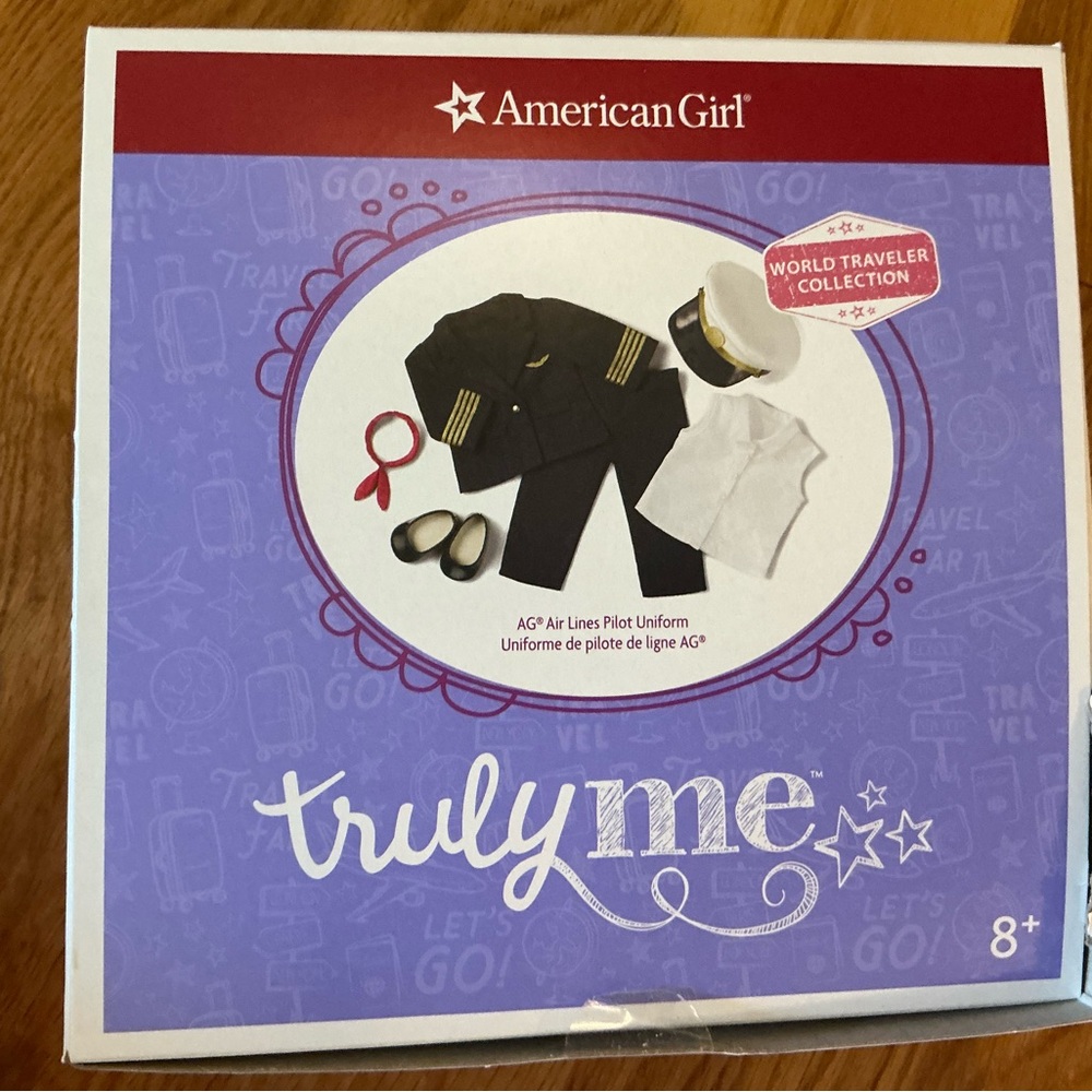 Partially complete American girl doll flight attendant set